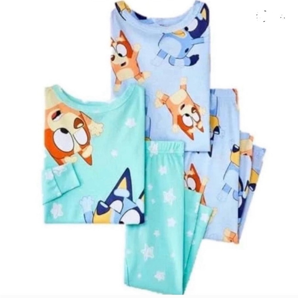 Bluey 4pc Pajama Set - Light Blue and Mint